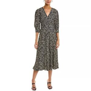 ba&sh Loa Brown and Cream Midi Dress